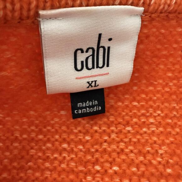 Cabi Sweater Womens XL Orange Textured Cable Knit Crewneck Harvest Pullover Boxy - Picture 6 of 11
